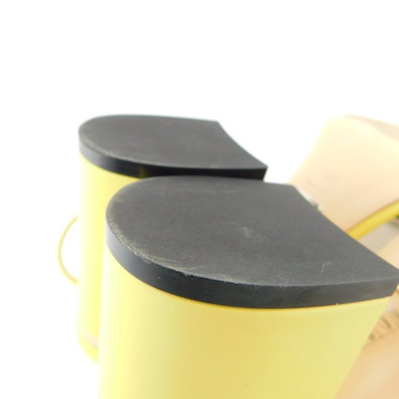 GUCCI GG Logo Sunflower Yellow Leather Ankle Strap Block Heel Sandals 38 - Picture 10 of 11